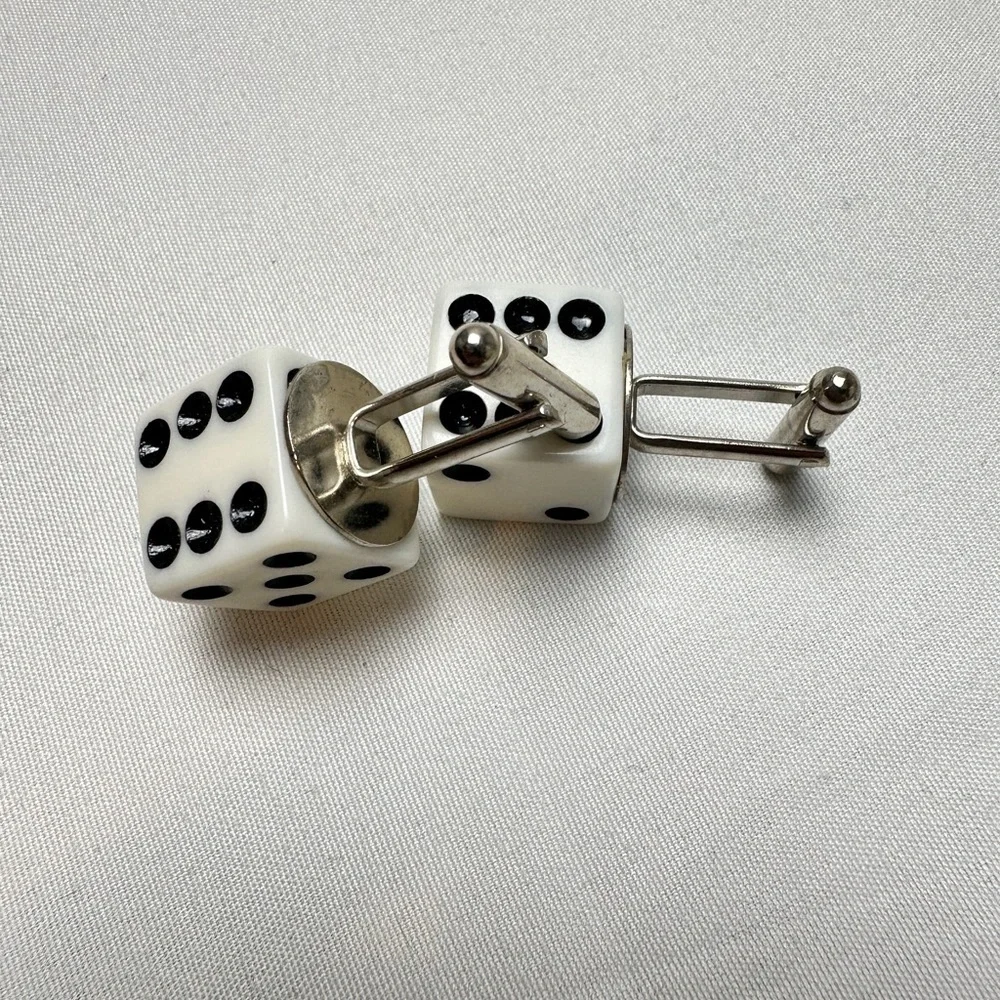 White Dice Cuff Links